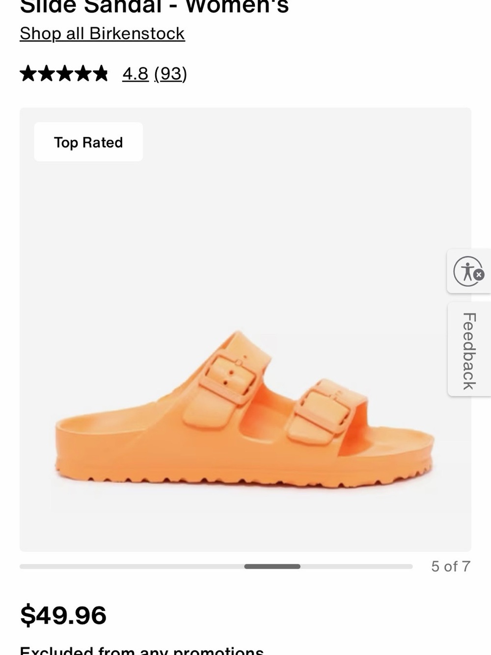 Birkenstock Women’s Arizona Essentials EVA Slide Sandal - Orange